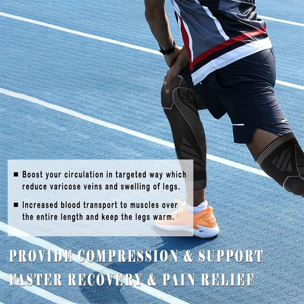 image-BraceTop Long Leg Compression Sleeves,Full Leg Sleeve Long Knee Brace Knee Support Protect Basketball,Football, Knee Pain Relief