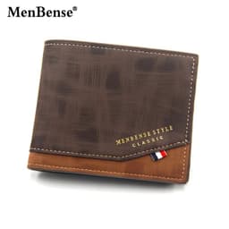image-New Men's Wallet Short Cross Section Youth Tri-fold Wallet Stitching Business Multi-card Zipper Coin Purse Wallet Passport Cover