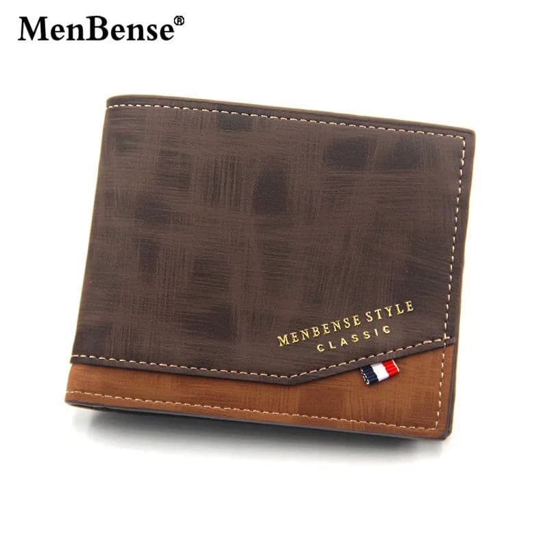 image-New Men's Wallet Short Cross Section Youth Tri-fold Wallet Stitching Business Multi-card Zipper Coin Purse Wallet Passport Cover