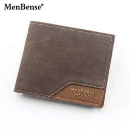 image-New Men's Wallet Short Cross Section Youth Tri-fold Wallet Stitching Business Multi-card Zipper Coin Purse Wallet Passport Cover