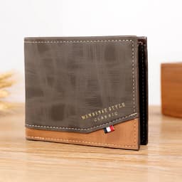 image-New Men's Wallet Short Cross Section Youth Tri-fold Wallet Stitching Business Multi-card Zipper Coin Purse Wallet Passport Cover