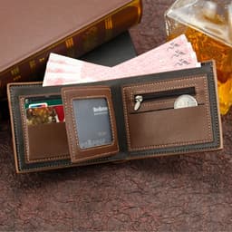 image-New Men's Wallet Short Cross Section Youth Tri-fold Wallet Stitching Business Multi-card Zipper Coin Purse Wallet Passport Cover
