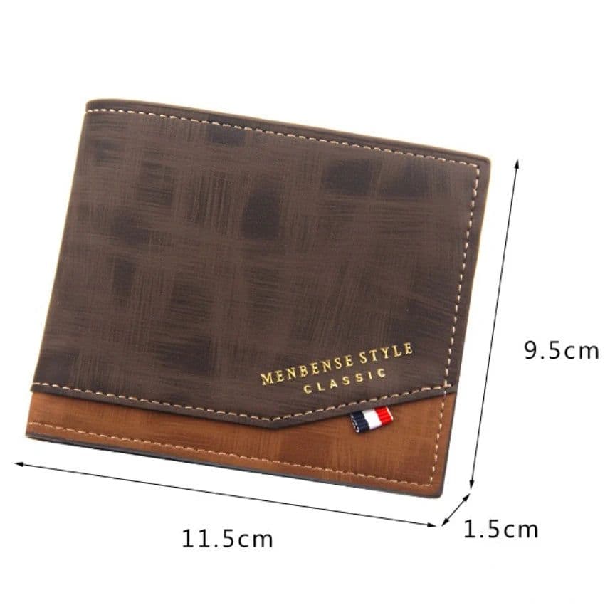 image-New Men's Wallet Short Cross Section Youth Tri-fold Wallet Stitching Business Multi-card Zipper Coin Purse Wallet Passport Cover