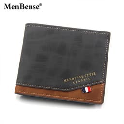 image-New Men's Wallet Short Cross Section Youth Tri-fold Wallet Stitching Business Multi-card Zipper Coin Purse Wallet Passport Cover