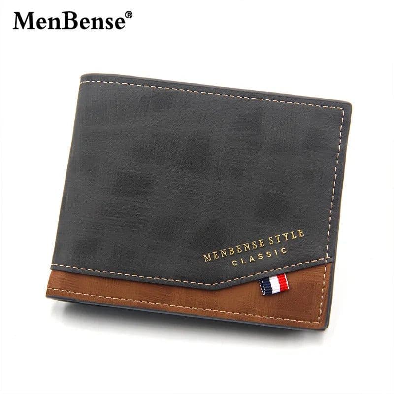 image-New Men's Wallet Short Cross Section Youth Tri-fold Wallet Stitching Business Multi-card Zipper Coin Purse Wallet Passport Cover