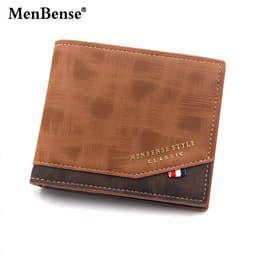 image-New Men's Wallet Short Cross Section Youth Tri-fold Wallet Stitching Business Multi-card Zipper Coin Purse Wallet Passport Cover