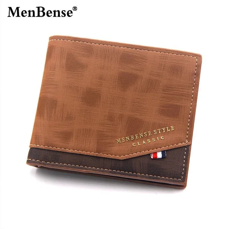 image-New Men's Wallet Short Cross Section Youth Tri-fold Wallet Stitching Business Multi-card Zipper Coin Purse Wallet Passport Cover