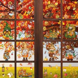 image-Thanksgiving Window Stickers Autumn Window Clings Faceless Doll Maple Turkey Electrostatic Decals DIY Festival Home Party Decor