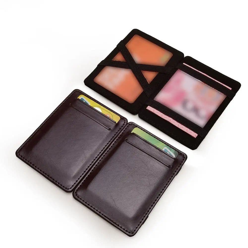 image-1PC Ultra Thin PU Leather Women Men Magic Wallets Coin Purses Clutch Bag Case Pouch Carbon Fiber Slim Card Holder Wallets