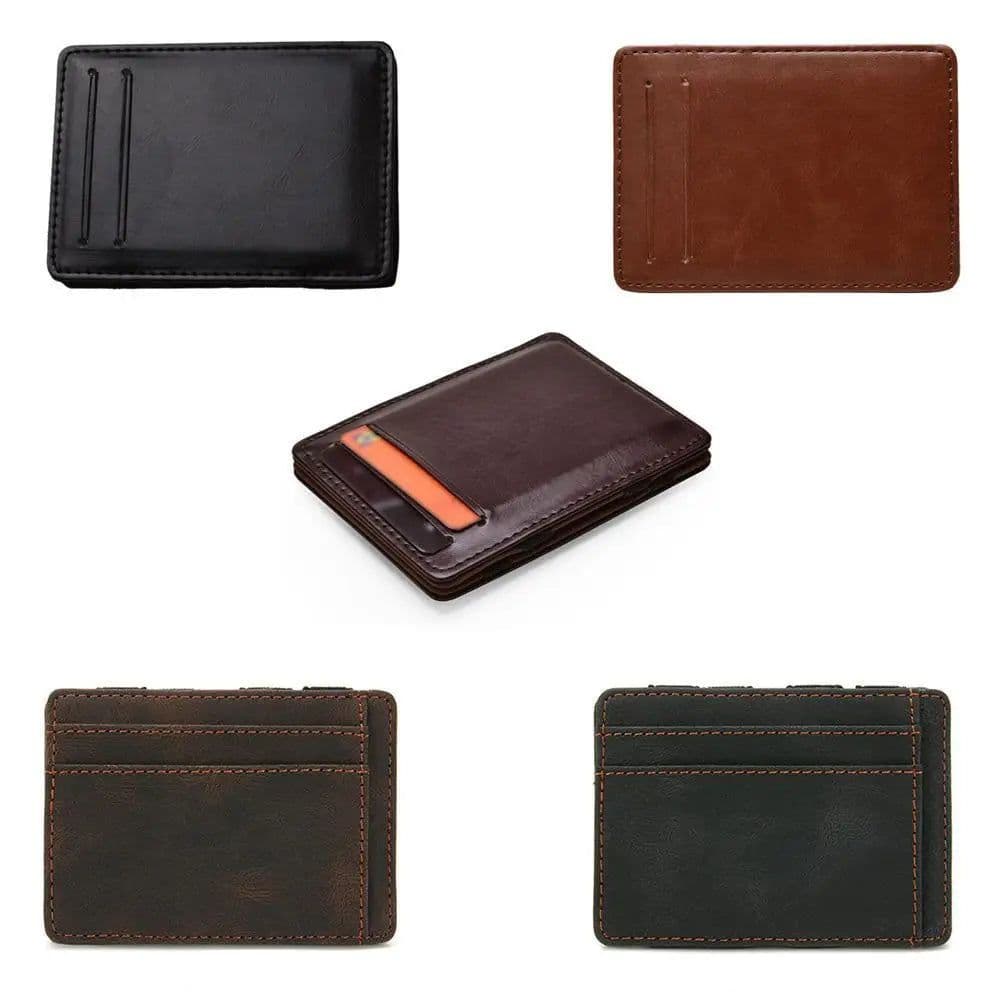 image-1PC Ultra Thin PU Leather Women Men Magic Wallets Coin Purses Clutch Bag Case Pouch Carbon Fiber Slim Card Holder Wallets