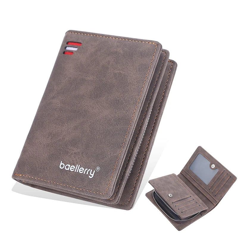 image-Baellerry 2023 New Short Men Wallets Name Customized Card Holder Luxury Male Wallet Zipper Coin Pocket Photo Holder Men's Purses