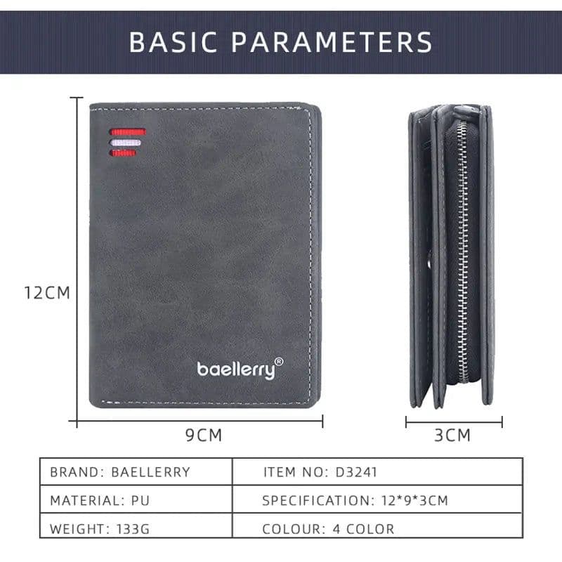 image-Baellerry 2023 New Short Men Wallets Name Customized Card Holder Luxury Male Wallet Zipper Coin Pocket Photo Holder Men's Purses