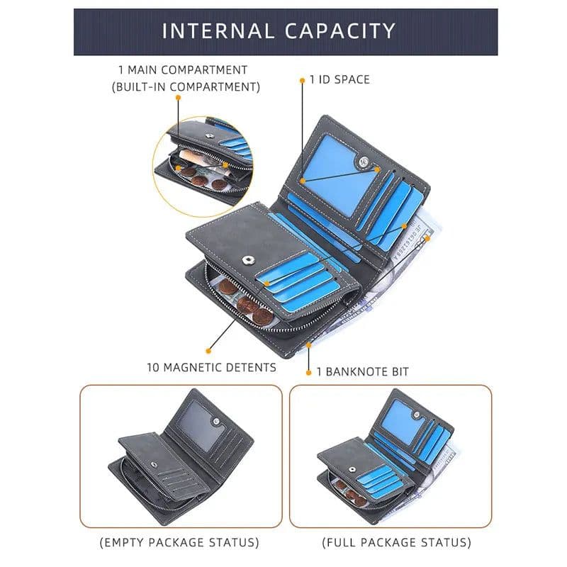 image-Baellerry 2023 New Short Men Wallets Name Customized Card Holder Luxury Male Wallet Zipper Coin Pocket Photo Holder Men's Purses