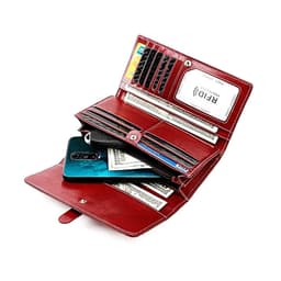image-New RFID Genuine Leather Women Long Wallets Name Engraving Card Holder Female Wallet Phone Bag Coin Pocket Zipper Women Purse