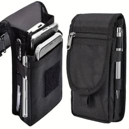 image-Flip Phone Bag With Three Compartments For Casual Pen Insertion And Waist Hanging Men's Belt Loop Pouch Large Capacity Wallet