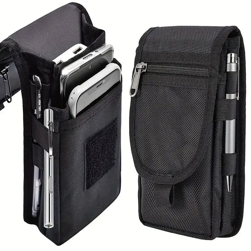 image-Flip Phone Bag With Three Compartments For Casual Pen Insertion And Waist Hanging Men's Belt Loop Pouch Large Capacity Wallet