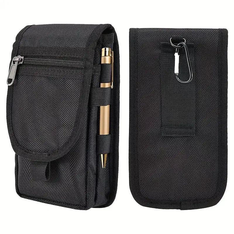 image-Flip Phone Bag With Three Compartments For Casual Pen Insertion And Waist Hanging Men's Belt Loop Pouch Large Capacity Wallet
