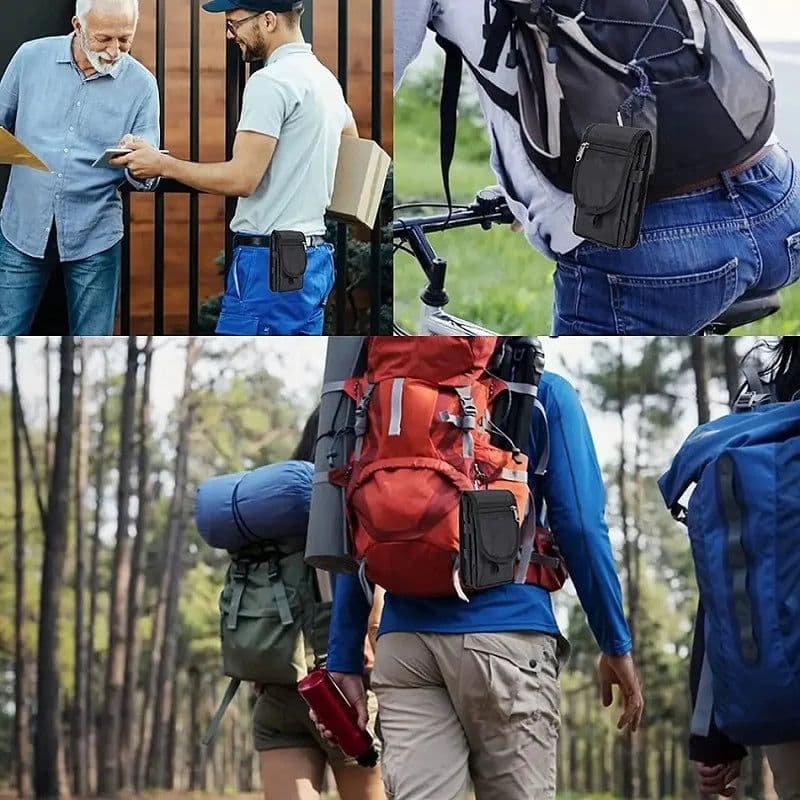 image-Flip Phone Bag With Three Compartments For Casual Pen Insertion And Waist Hanging Men's Belt Loop Pouch Large Capacity Wallet