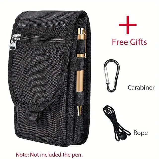 image-Flip Phone Bag With Three Compartments For Casual Pen Insertion And Waist Hanging Men's Belt Loop Pouch Large Capacity Wallet
