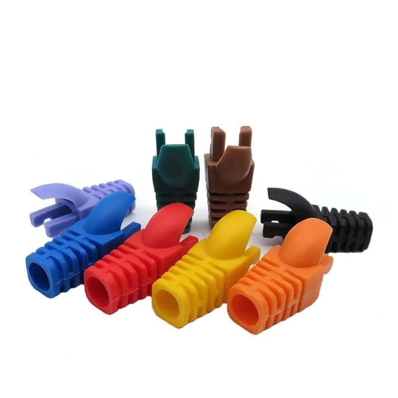 image-OULLX RJ-45 CAT6 CAT5e Adapter Cap Ethernet Network Cable Connector Plugs RJ45 Caps Cat 5 CAT6 Protective Sleeve Multicolour