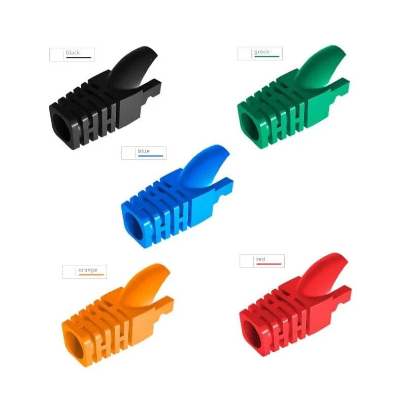 image-OULLX RJ-45 CAT6 CAT5e Adapter Cap Ethernet Network Cable Connector Plugs RJ45 Caps Cat 5 CAT6 Protective Sleeve Multicolour