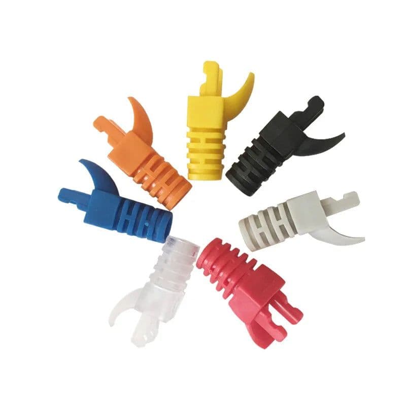 image-OULLX RJ-45 CAT6 CAT5e Adapter Cap Ethernet Network Cable Connector Plugs RJ45 Caps Cat 5 CAT6 Protective Sleeve Multicolour