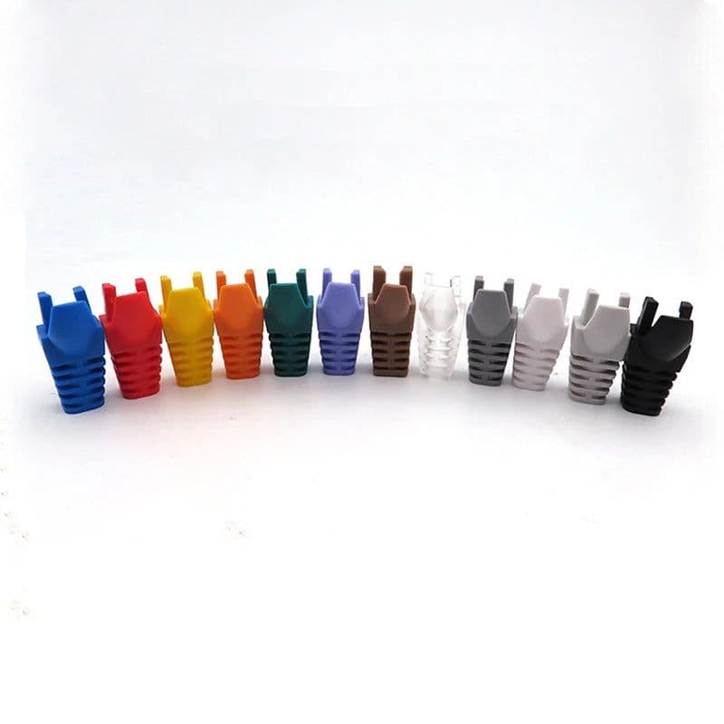 image-OULLX RJ-45 CAT6 CAT5e Adapter Cap Ethernet Network Cable Connector Plugs RJ45 Caps Cat 5 CAT6 Protective Sleeve Multicolour