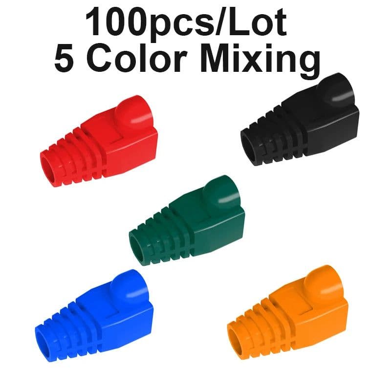 image-RJ-45 CAT6 CAT5e Adapter Cap Ethernet Network Cable Connector Plugs RJ45 Caps Cat 5 CAT6 protective sleeve multicolour