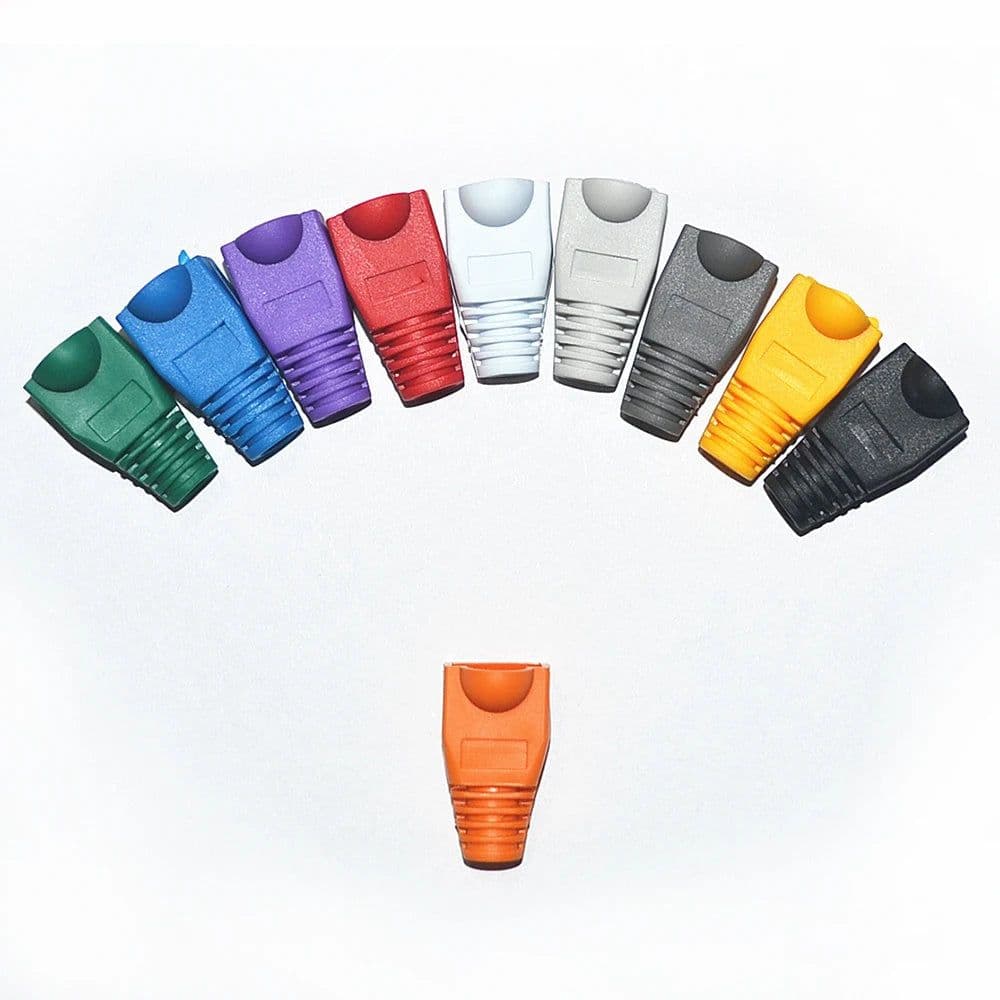 image-RJ-45 CAT6 CAT5e Adapter Cap Ethernet Network Cable Connector Plugs RJ45 Caps Cat 5 CAT6 protective sleeve multicolour