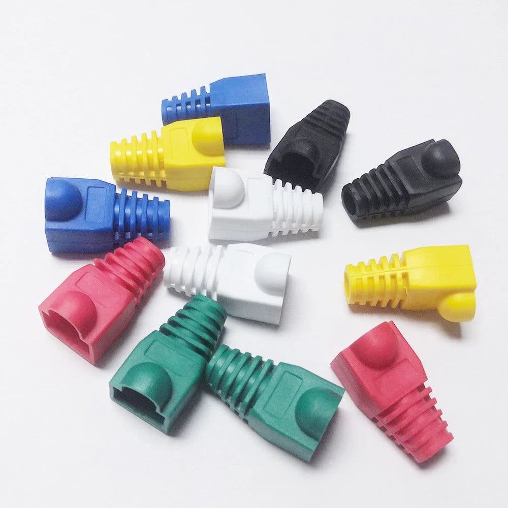 image-RJ-45 CAT6 CAT5e Adapter Cap Ethernet Network Cable Connector Plugs RJ45 Caps Cat 5 CAT6 protective sleeve multicolour