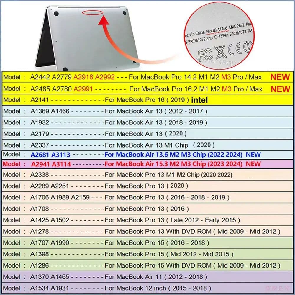 image-2024 New Ultra Thin Hard Shell Laptop Case For Macbook Air 13 Case For Macbook Pro 14 M3 M2 M1 Chip Air 13 13.6 15 A2941 Cover