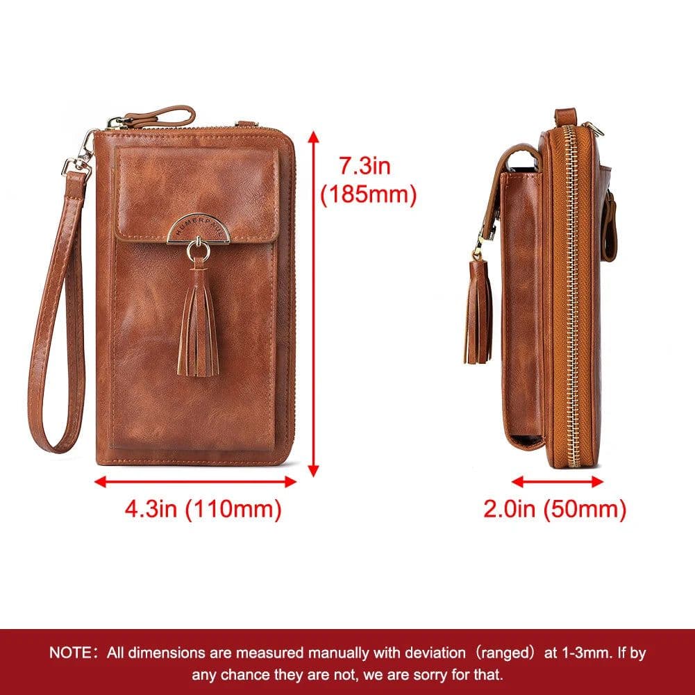 image-Soft Leather Women Shoulder Bag with Cell Phone Pocket RFID Blocking Female Clutch Card Wallets Fashion Lady Crossbody Tote Bag