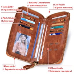image-Soft Leather Women Shoulder Bag with Cell Phone Pocket RFID Blocking Female Clutch Card Wallets Fashion Lady Crossbody Tote Bag