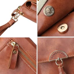 image-Soft Leather Women Shoulder Bag with Cell Phone Pocket RFID Blocking Female Clutch Card Wallets Fashion Lady Crossbody Tote Bag