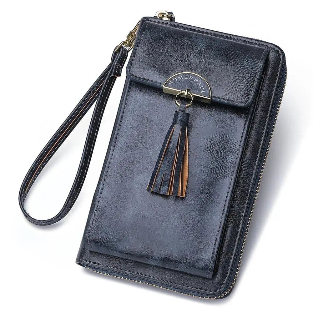 image-Soft Leather Women Shoulder Bag with Cell Phone Pocket RFID Blocking Female Clutch Card Wallets Fashion Lady Crossbody Tote Bag
