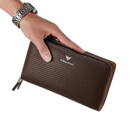image-WILLIAMPOLO Men's Wallet Business Large Capacity Clutch Bag Genuine Leather Clutch Wallet Double Zipper Handbag Long Men Wallet