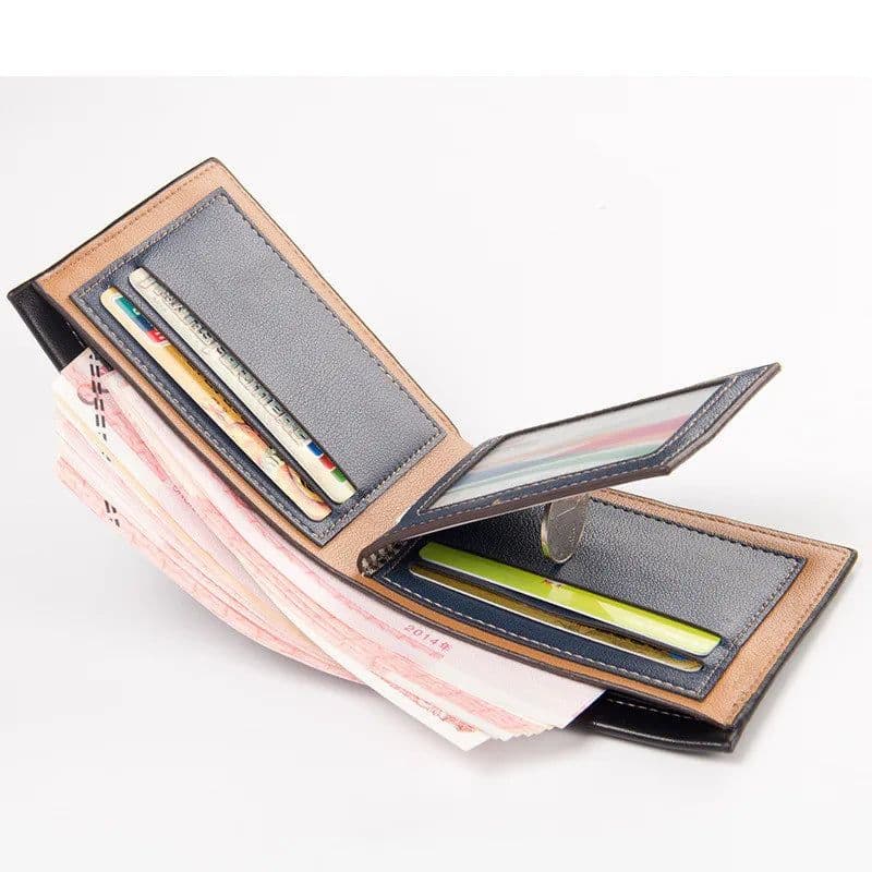 image-2022 Vintage Men Leather Wallet Brand Luxury Short Slim Male Purses Money Clip Credit Card Dollar Price Portomonee Carteria