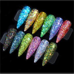 image-12pcs/set Nail Glitter Powder Dust Iridescent Flakes Sequins Gold Silver Super Shining Paillette Nail Art Manicure Decorations