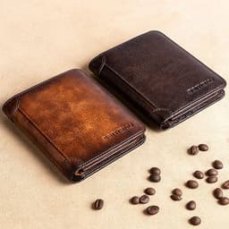 image-Men's Wallets RFID Genuine Leather Trifold Wallets For Men with ID Window and Credit Card Holder