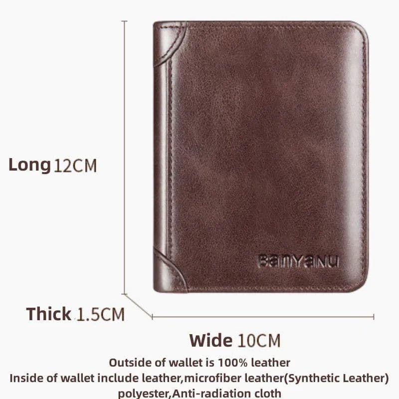 image-Men's Wallets RFID Genuine Leather Trifold Wallets For Men with ID Window and Credit Card Holder