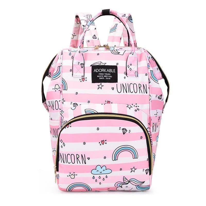 image-Cartoon Print Mommy Backpack Large Capacity Baby Bottle Storage Bags Baby Diaper Bag Fashion Women's Backpack Maternity Bag New