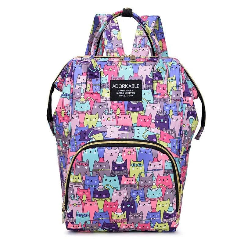 image-Cartoon Print Mommy Backpack Large Capacity Baby Bottle Storage Bags Baby Diaper Bag Fashion Women's Backpack Maternity Bag New