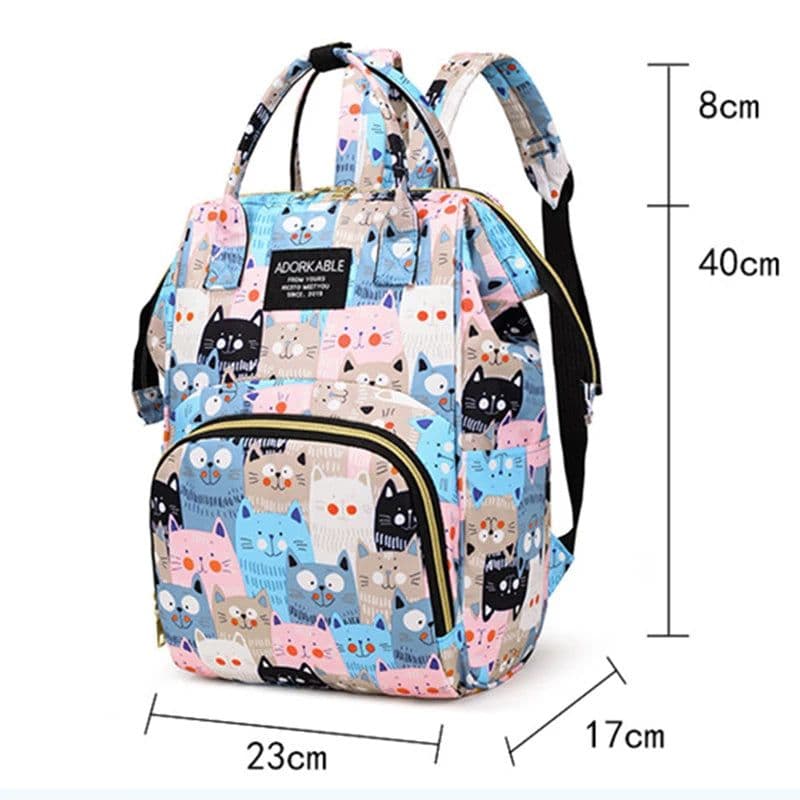 image-Cartoon Print Mommy Backpack Large Capacity Baby Bottle Storage Bags Baby Diaper Bag Fashion Women's Backpack Maternity Bag New