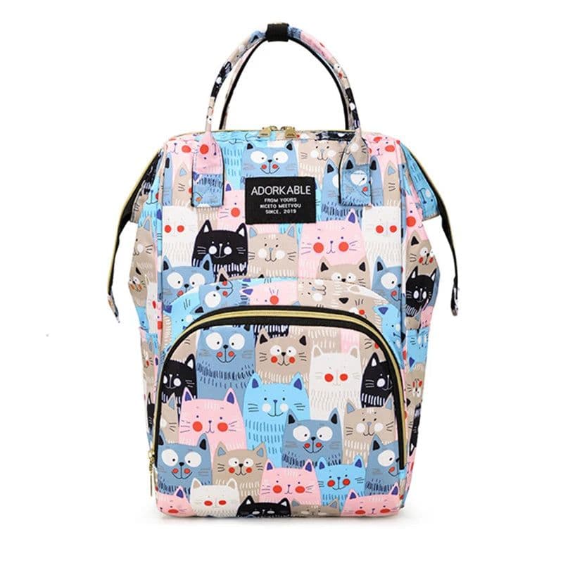 image-Cartoon Print Mommy Backpack Large Capacity Baby Bottle Storage Bags Baby Diaper Bag Fashion Women's Backpack Maternity Bag New