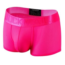 image-Fashion Fluorescent Color Men's Underwear Sporty Breathable Mesh Boxer Briefs Sexy Transparent Male Underpants Boxer Shorts