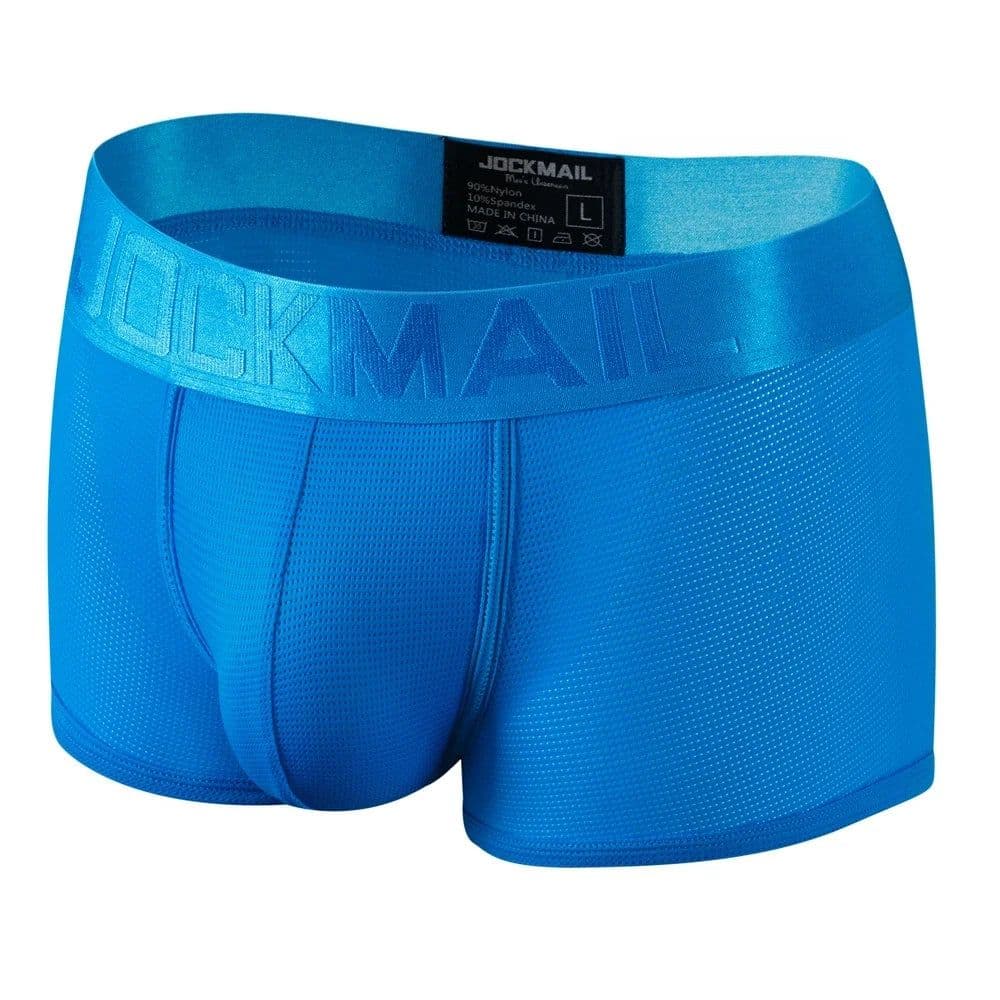 image-Fashion Fluorescent Color Men's Underwear Sporty Breathable Mesh Boxer Briefs Sexy Transparent Male Underpants Boxer Shorts