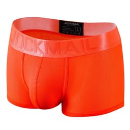 image-Fashion Fluorescent Color Men's Underwear Sporty Breathable Mesh Boxer Briefs Sexy Transparent Male Underpants Boxer Shorts