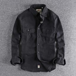 image-Fashion Wash n-style uniform long-sleeved shirt men's double pockets casual youth jacket thin coat