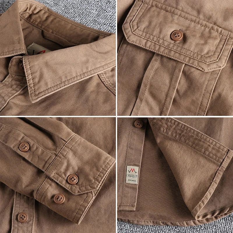 image-Fashion Wash n-style uniform long-sleeved shirt men's double pockets casual youth jacket thin coat
