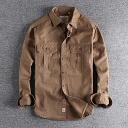 image-Fashion Wash n-style uniform long-sleeved shirt men's double pockets casual youth jacket thin coat